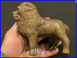 Cast iron bank still bank antique lion 6x6in Cast iron bank still bank antique lion 6x6in