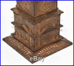 Circa 1876 Cast Iron Independence Tower Coin Bank Enterprise Bell Rings M-1202
