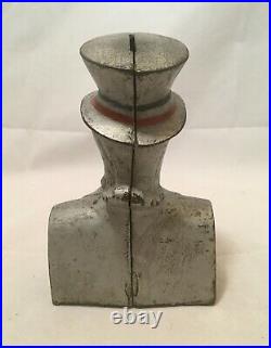 Circa 1900's Antique Cast Iron Penny Bank Uncle Sam Bust With Moving Goatee