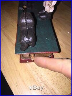 Circus Trick Dog Mechanical Piggy Bank Solid Cast Iron Metal 7+ inches 3 1/2 Lbs