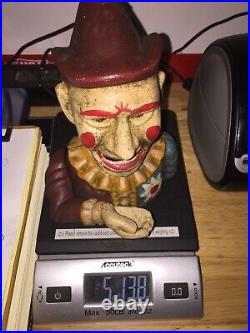 Clown Circus Piggy Bank 5+LB Collector Mechanical Patina Cast Iron METAL GIFT