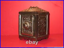 Coin Deposit Combination Safe Bank Grey Iron Cast Iron Toy Angels Grapes Antique