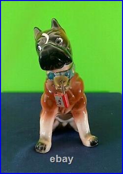 Cute Hound Dog Boxer Terrier Porcelain 1963 Savings Coin Cash Money Stash Bank