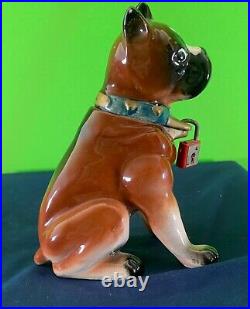 Cute Hound Dog Boxer Terrier Porcelain 1963 Savings Coin Cash Money Stash Bank