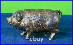 DECKERS IOWANA Cast Iron Hog Pig Savings Coin Cash Money Boar Porker Swine Bank
