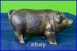 DECKERS IOWANA Cast Iron Hog Pig Savings Coin Cash Money Boar Porker Swine Bank