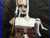 Decapitating Skeleton Treasure Chest Mechanical Cast Iron Bank