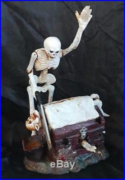 Decapitating Skeleton Treasure Chest Mechanical Cast Iron Bank