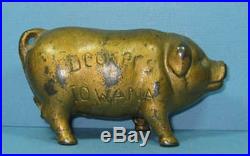 Decker's Iowana Pig Old Cast Iron Bank Guaranteed Old, Authentic Sale CI 653