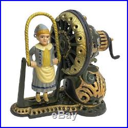 Die-Cast Iron Jump Rope Jane Girl Child Antique Replica Mechanical Coin Bank