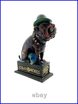 Dog Cast Iron BullDog with Cigar Mechanical Bank Game Room Decor Gift