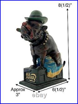 Dog Cast Iron BullDog with Cigar Mechanical Bank Game Room Decor Gift