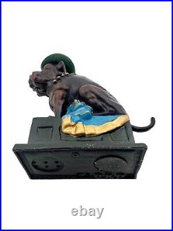 Dog Cast Iron BullDog with Cigar Mechanical Bank Game Room Decor Gift