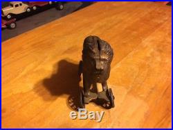 Early 1900's Cast Iron Lion Bank on Wheels Rare