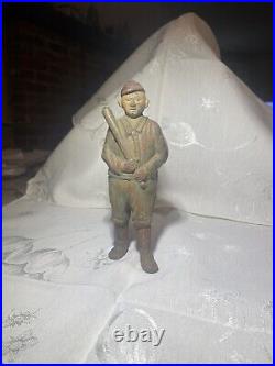 Early 1900s Original Painted Cast Iron Baseball Player Ty Cob Bank