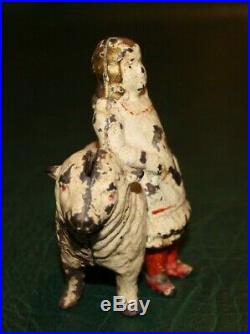 Early 20thC Antique Painted Cast Iron Mary Little Lamb Still Bank Original