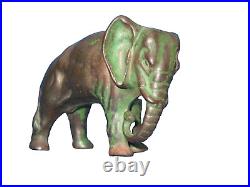 Elephant With Tucked Trunk Cast Iron Bank Arcade 1910-1932 Green Antique