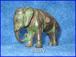 Elephant With Tucked Trunk Cast Iron Bank Arcade 1910-1932 Green Antique