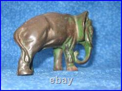 Elephant With Tucked Trunk Cast Iron Bank Arcade 1910-1932 Green Antique