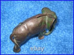 Elephant With Tucked Trunk Cast Iron Bank Arcade 1910-1932 Green Antique