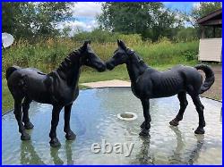 Estate Pair Large Cast Iron Horse Banks Doorstops- Beautiful Equestrian