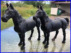 Estate Pair Large Cast Iron Horse Banks Doorstops- Beautiful Equestrian