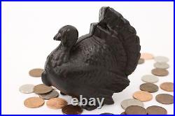 Farmhouse Cast Iron Antique Turkey Sculpture Coin Bank #44138