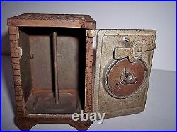 Fine Antique Cast Iron STATE SAFE BANK 4 inches tall