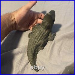 Florida Vintage Alligator Gator Still Bank Cast Spelter Antique Bayou Swamp Rsre