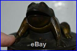 Frog On Lattice Original Cast Iron Mechanical Bank, Super Nice, No Reserve