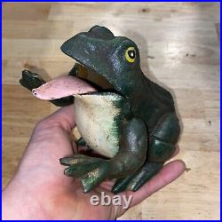Frog Toad Mechanical Piggy Bank CAST IRON Reptile Collector Man Cave 3+ POUNDS