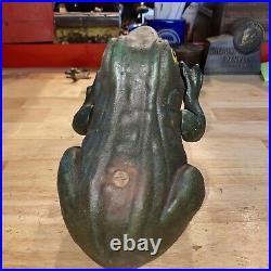 Frog Toad Mechanical Piggy Bank CAST IRON Reptile Collector Man Cave 3+ POUNDS