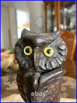 Genuine Owl Cast Iron Mechanical Bank J & E Stevens, Circa 1880 NOT A REPRO