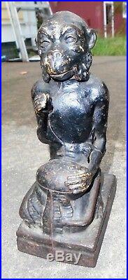 Genuine antique Monkey with Coconut cast iron mechanical bank