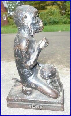 Genuine antique Monkey with Coconut cast iron mechanical bank