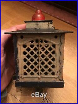 Great old original cast iron Hall's Excelsior Mechanical penny bank Pat. 1869
