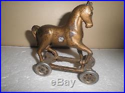 Great old original cast iron Horse on Wheels still penny bank 1920's