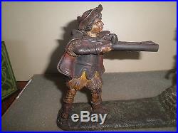Great old original cast iron William Tell Mechanical Penny Bank Patent 1896