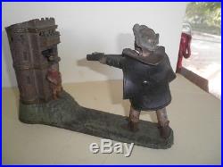 Great old original cast iron William Tell mechanical penny bank pat. 1896