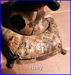 HUBLEY FIDO Dog on Pillow Cast Iron Still Bank, Grace Drayton, Cold Painted 1914