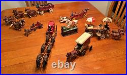 HUGE 50 Piece Vintage Cast Iron Horses, Carriages, Fire Wagons, Banks LOOK