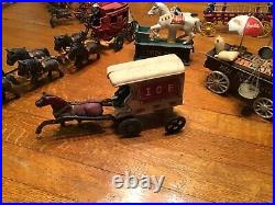HUGE 50 Piece Vintage Cast Iron Horses, Carriages, Fire Wagons, Banks LOOK