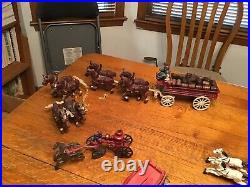 HUGE 50 Piece Vintage Cast Iron Horses, Carriages, Fire Wagons, Banks LOOK