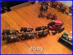 HUGE 50 Piece Vintage Cast Iron Horses, Carriages, Fire Wagons, Banks LOOK