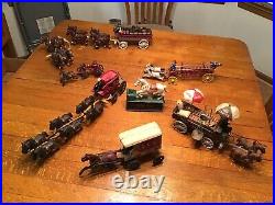HUGE 50 Piece Vintage Cast Iron Horses, Carriages, Fire Wagons, Banks LOOK