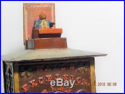 Hall's Excelsior Mechanical Bank J & E Steven's Cast iron and wood Nice