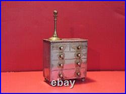 Hepplewhite Dresser Penny Bank Brass Candle Stick Seceret Coin Remove Silver P
