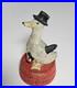 Hubley_Cast_Iron_Duck_Coin_Bank_Save_For_a_Rainy_Day_1930s_Collectible_01_ts