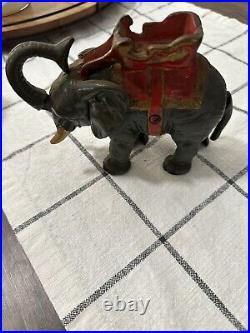 Hubley Mechanical Elephant Bank Painted Cast Iron American 1920s-30s