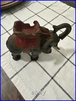 Hubley Mechanical Elephant Bank Painted Cast Iron American 1920s-30s